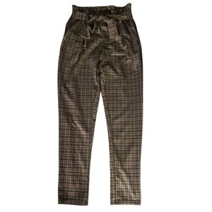 Plaid High-Waisted Trousers S